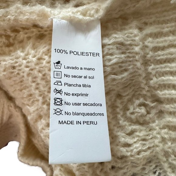 Crop Top Knit Medium Ivory Short Sleeve Crew Neck Decorated Pearls Faux Flowers - Picture 12 of 12